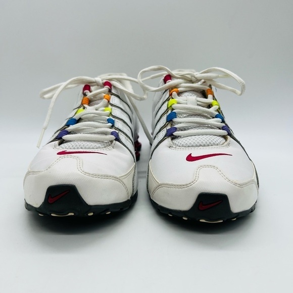 NIKE SHOX 2013 WHITE YOUTH ATHLETIC SHOES WITH RAINBOW HIGHLIGHTS SIZE 7Y - Picture 2 of 14
